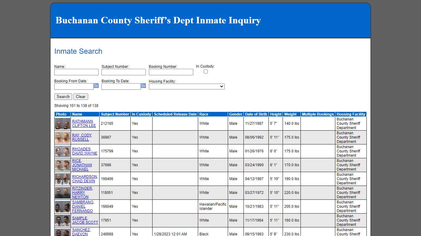 Inmate Search - Buchanan County, Missouri